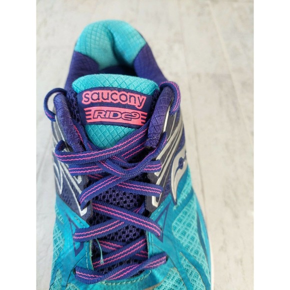 Saucony Ride 9 Everun Running Shoes Athletic Sneakers Teal/Purple Women's 7.5 - Picture 10 of 11